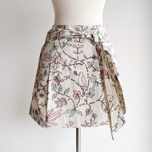 OH BOY Pastel Tie Front Bird Print Skirt 8